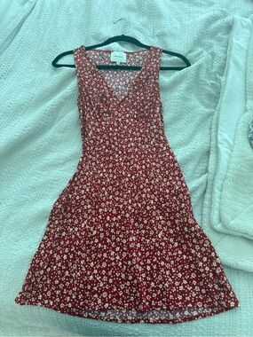 Reformation Red Floral V-Neck Midi Dress
